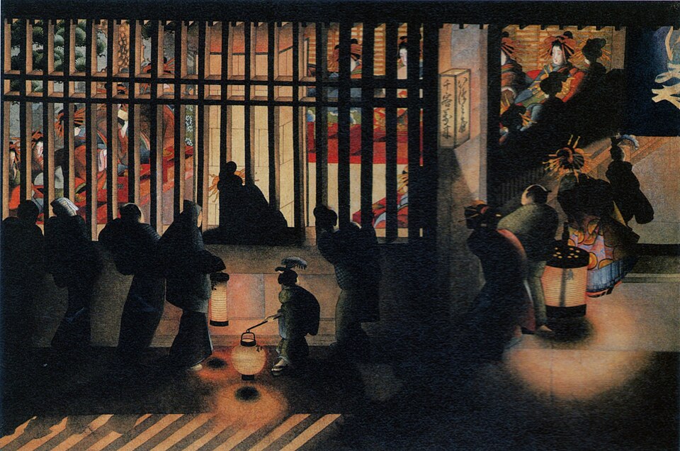 葛飾応為「吉原格子先之図」　夜景の系譜